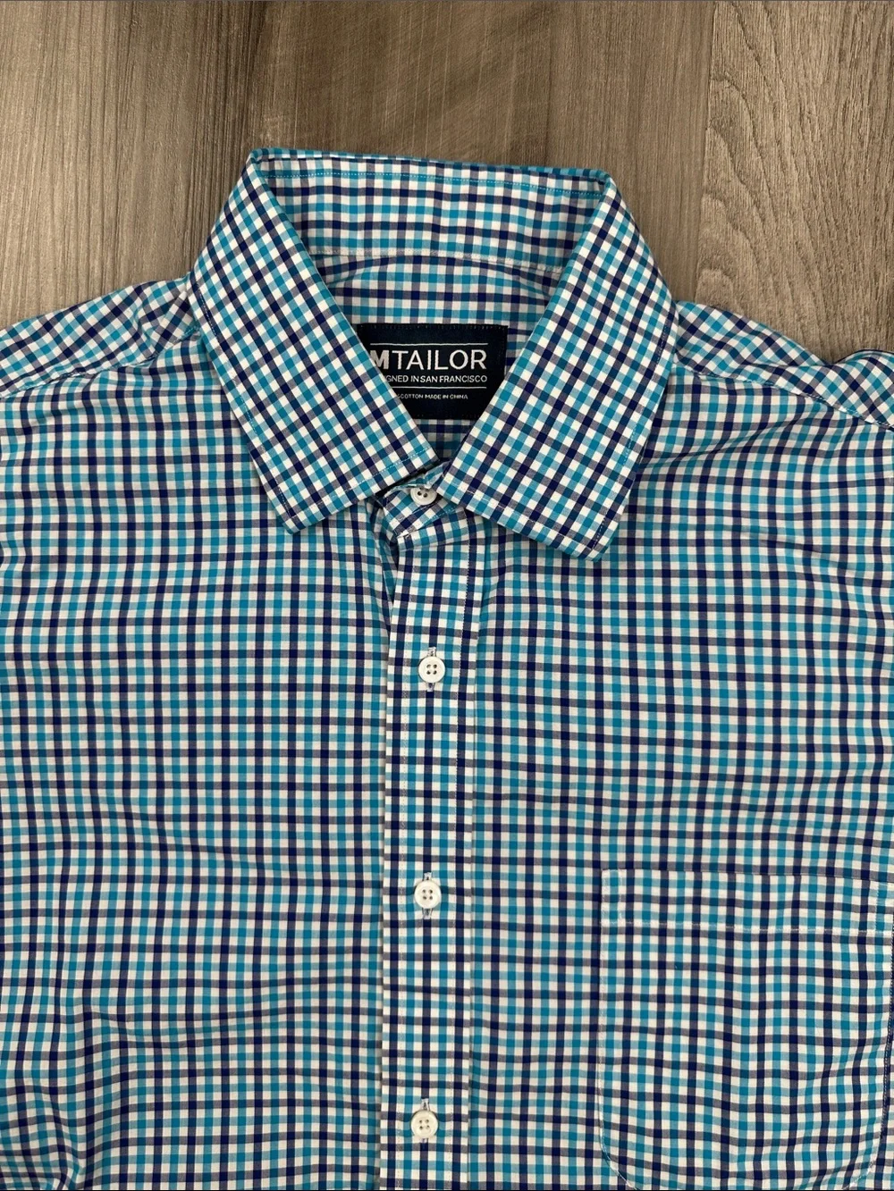 M Tailor Checkered Long Sleeve Button Down - Medium